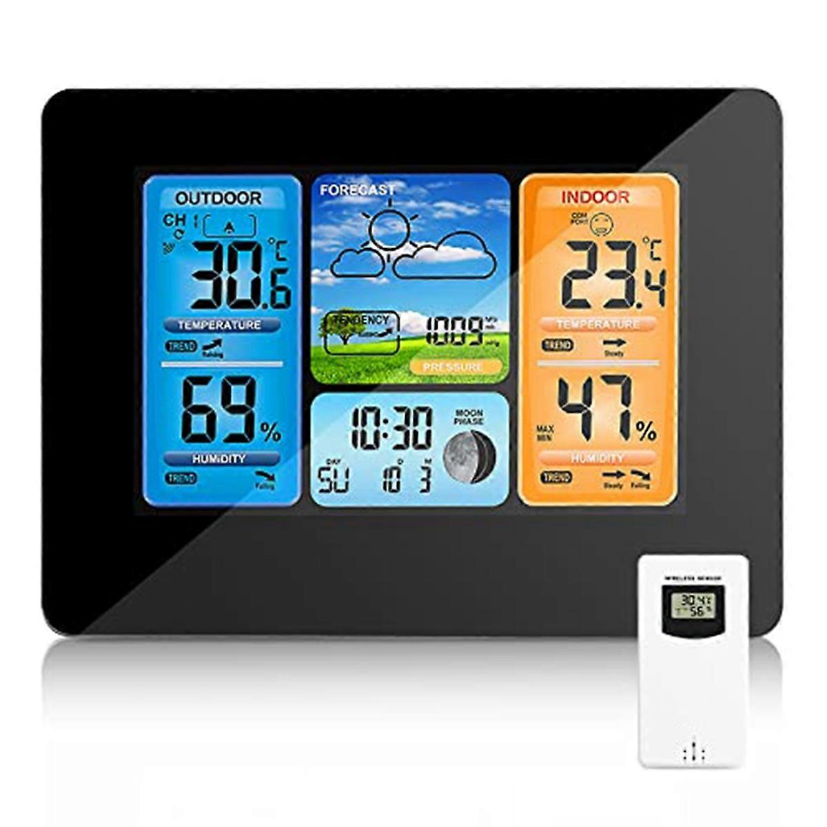Wireless Weather Station Indoor and Outdoor Thermometer, Forecast Station Temperature and Humidity M