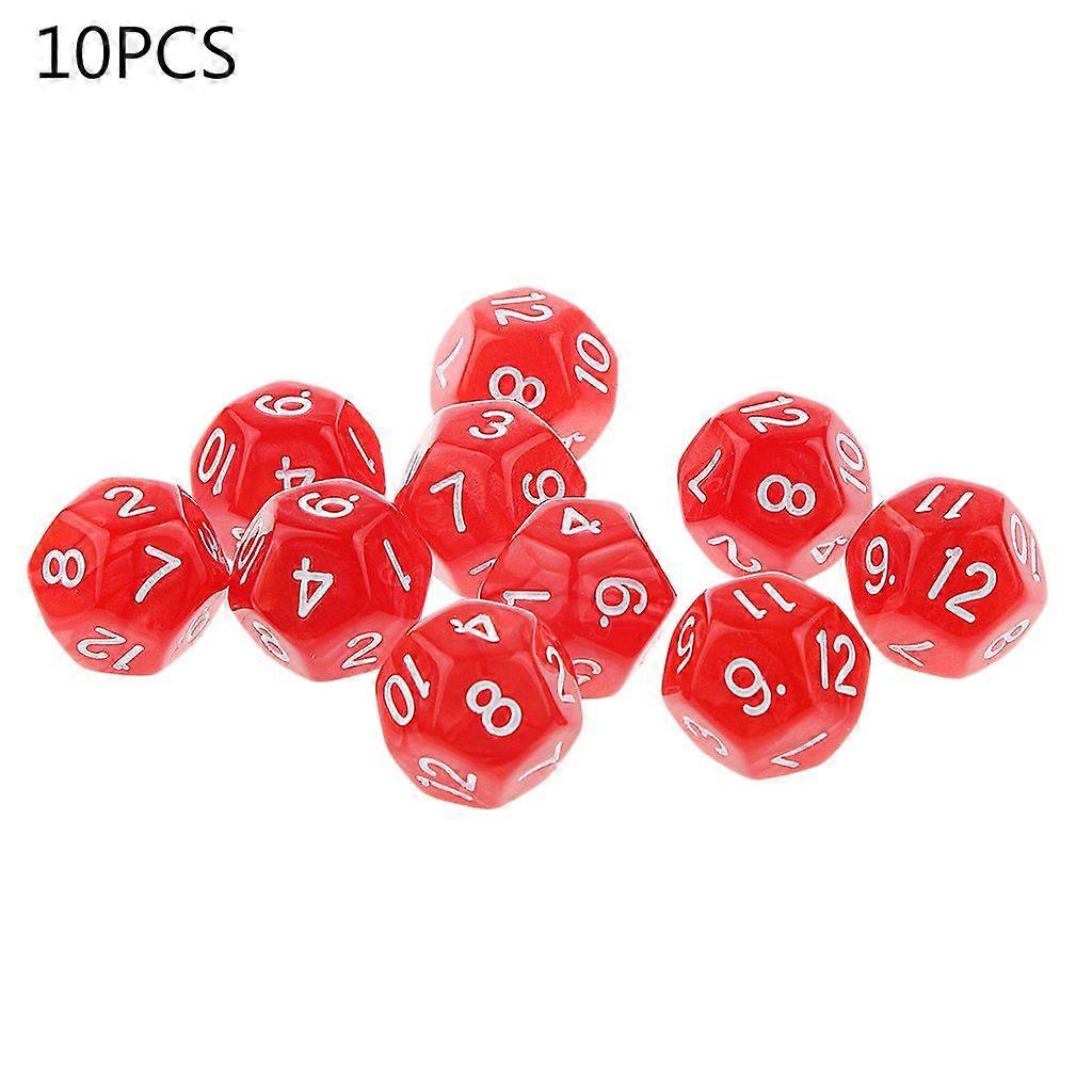 10pcs 12 Sided Dice D12 Polyhedral Dice Family Party Pub Club Game Acrylic Dice