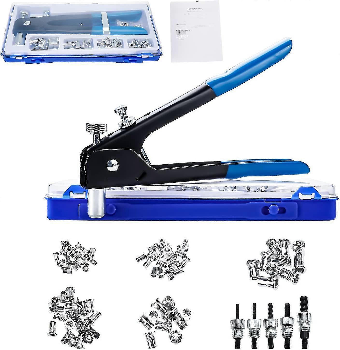 86pcs Rivet Gun M3 M4 M5 M6 M8 Threaded Nut Rivet Plier Tool Threaded Insert Riveter Kit