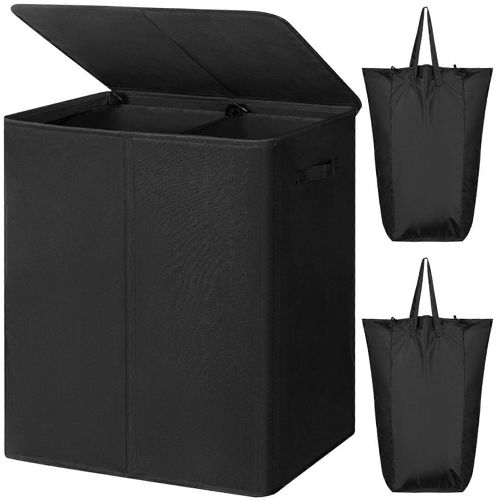154L Double Laundry Hamper with Lid and Removable Laundry Bags, Large Dirty Clothes Hamper