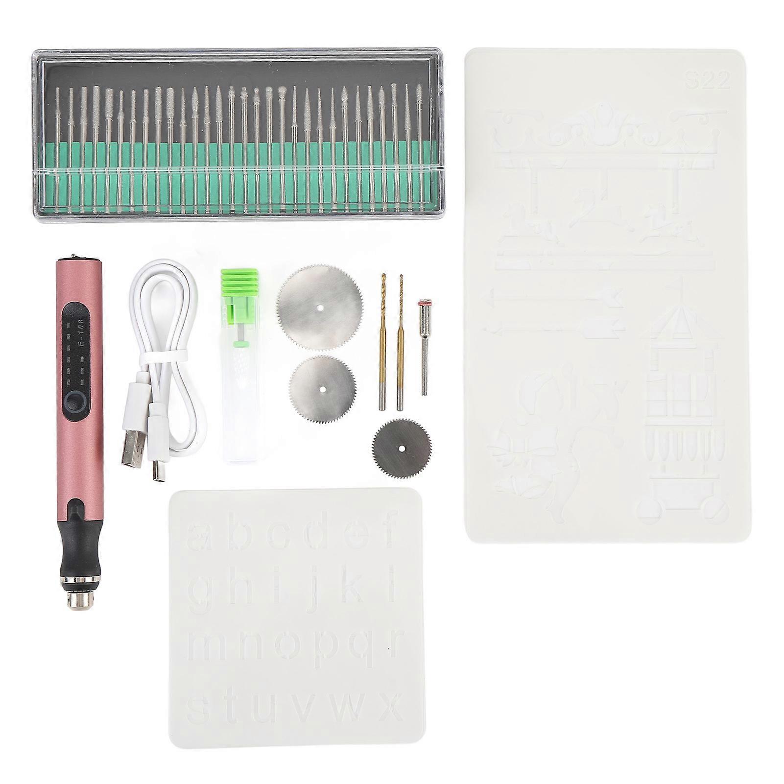 Cordless Electric Engraving Pen DIY Rotary Engraving Tool Set Adjustable Speed USB Rechargeable Suitable for Wood Glass Metal Jewellery Stone Engravin