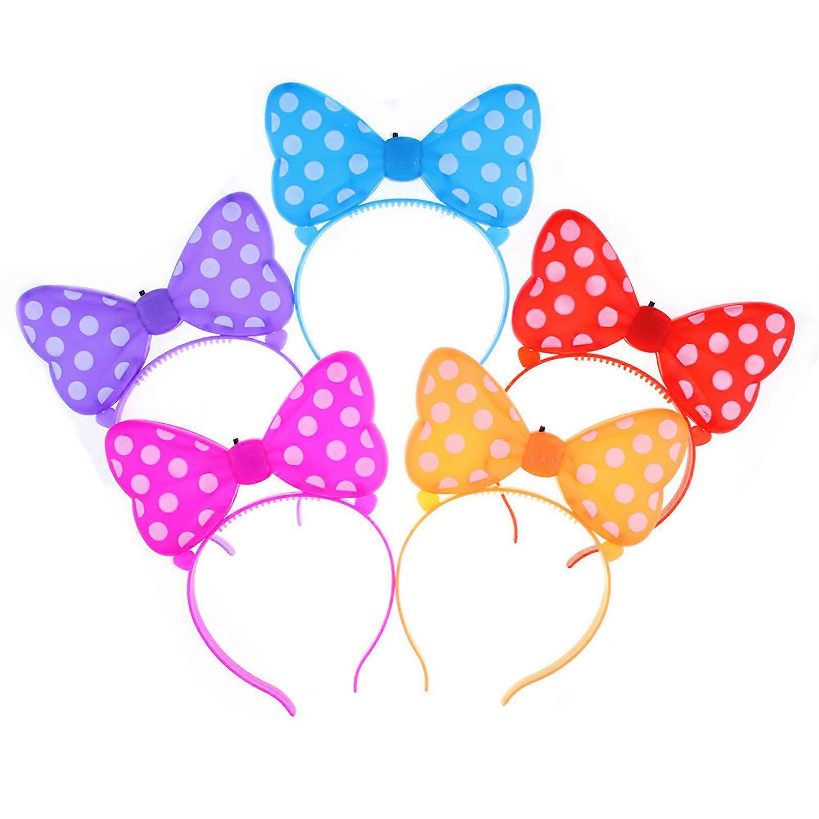 12Pcs Costume Hairband Bowknot Designed LED Luminous Plastic Cosplay Hair Bow for Nightclubs Bars
