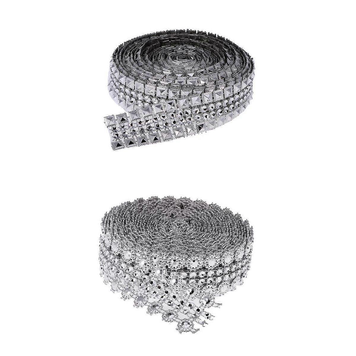5 Yards/Roll Crystal Diamante Rhinestone Effect Mesh Ribbon Trim