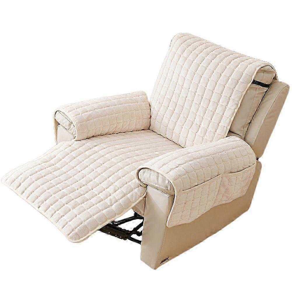 Recliner Sofa Protector Cover with Armrests Pockets Armchair Case Plush Sofa Cover Non-Slip Wear Resistant Chair Cushion Cover