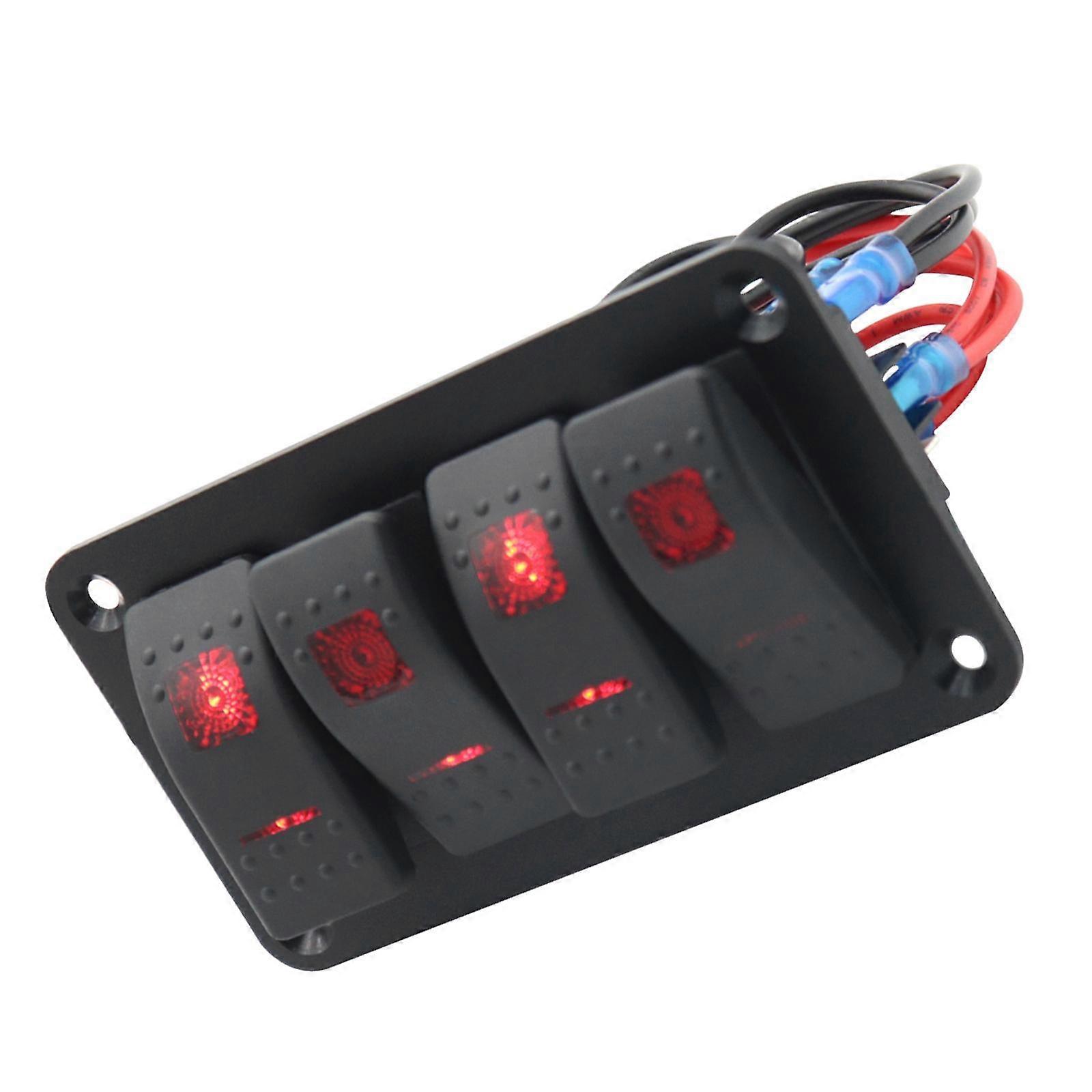 Rocker Switch Panel Double Red Pre Wired for Trailers RV