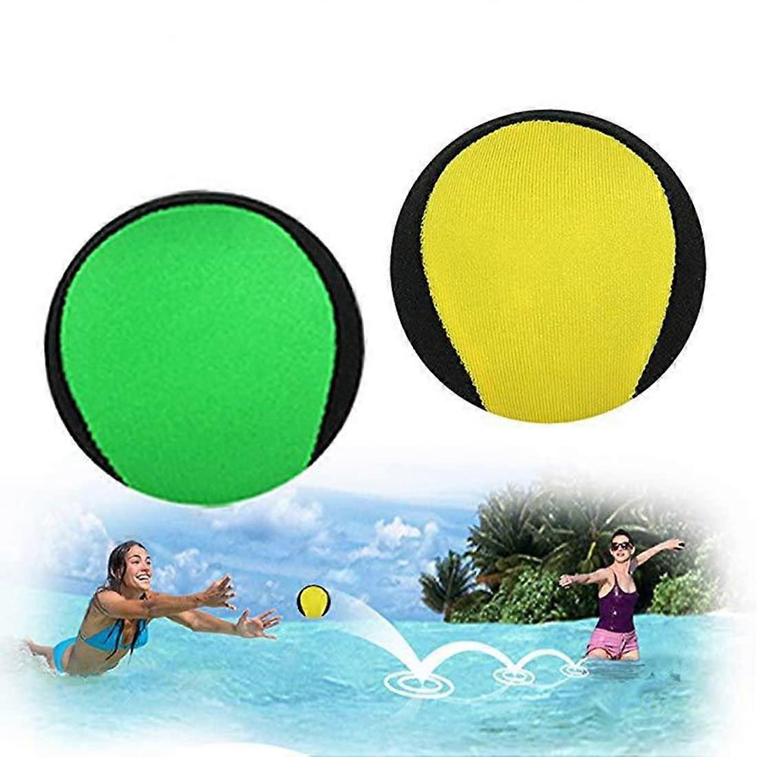 Water Bouncing Ball Hand Stress Relief Ball 2 Pack, Water Jumping Ball for Swimming Pool, Beach, Ocean and Outdoor Activity (YellowGreen 5.5cm)