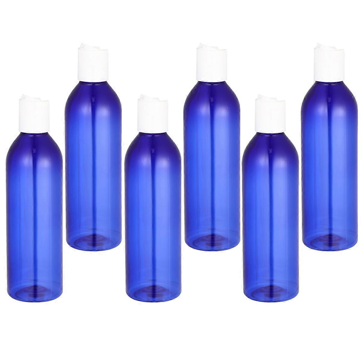 6pcs Type Travel Bottles with Locking Lid – Compact Empty Cosmetic Containers for Lotion, Shampoo, and Toiletries – Blue and White