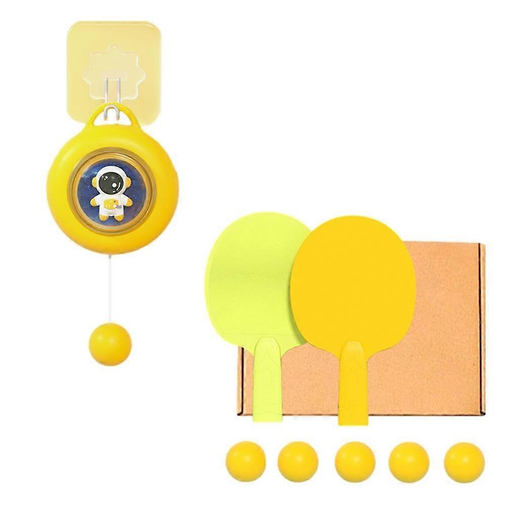 Indoor Hanging Table Tennis Trainer for 1 Button Rebound Table Device Self Set Tennis Exerciser Workout Training Yellow 1set