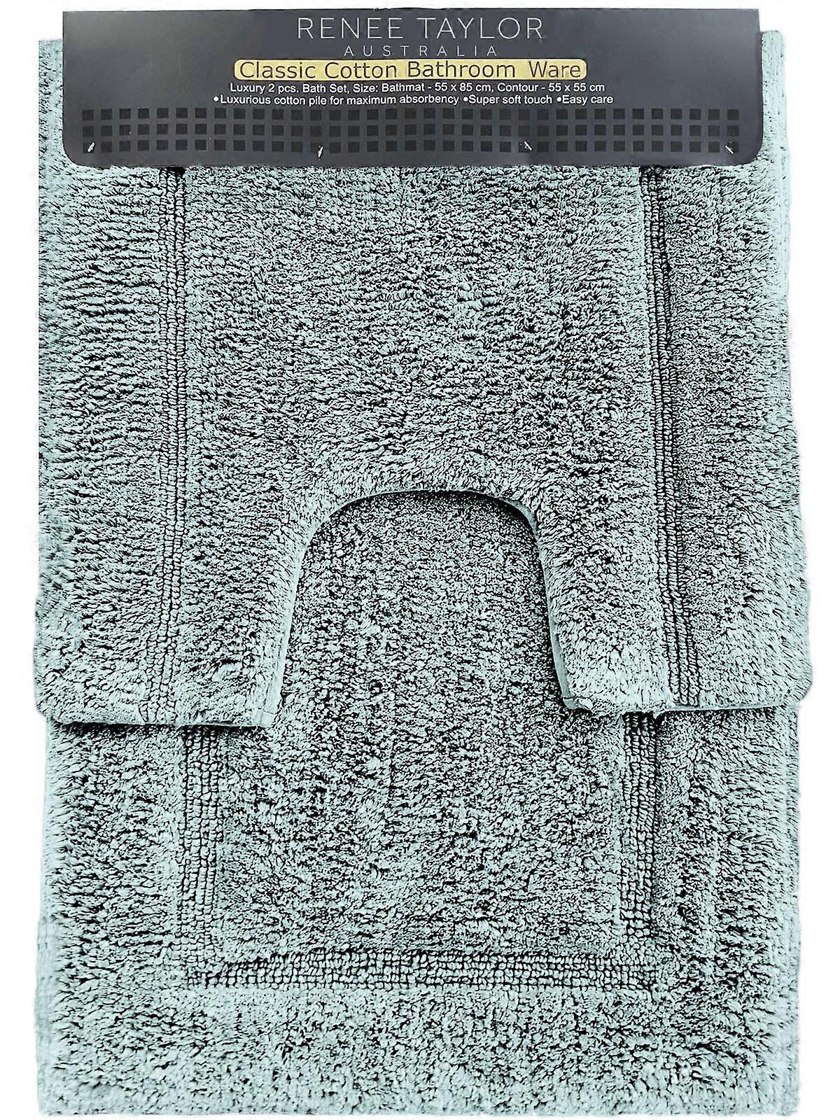 Renee Taylor 2 Piece 2200 Gsm Tufted Gray Mist Bath Mat Set By Non Slip Appliqués & Mats