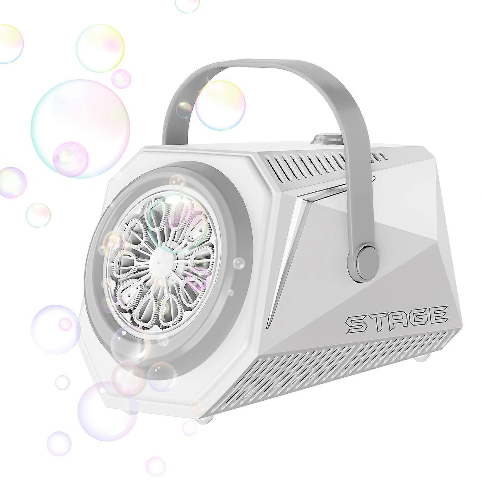 10 Hole Portable Bubble Machine with Lamp, 21x13x13cm, Black/White