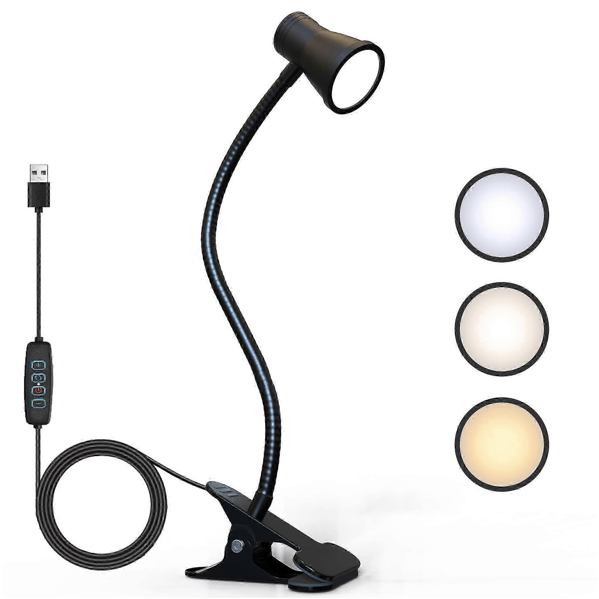 The small clip in the lamp for the bed heading with handcuffs for reading, 3 color mode 10 brightness. (Black) 2025