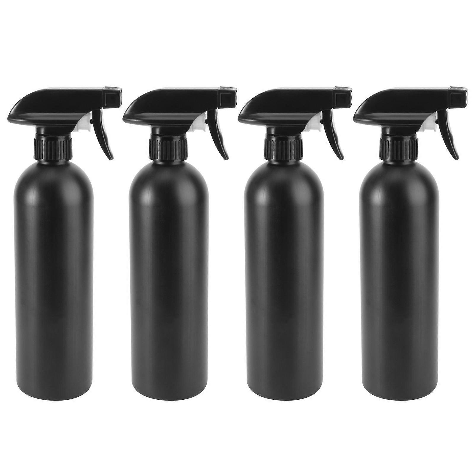 4pcs Refillable Plastic Spray Bottles for Multi Use & Automobile Cleaning – Durable HDPE Material, Random Pump Head Style, Black