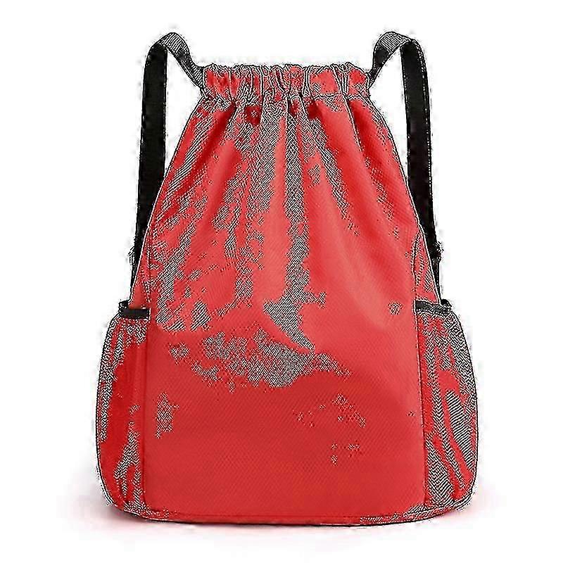 Vedenpitävä Nylon Gym Sackpack Reppu String Laukku - Punainen