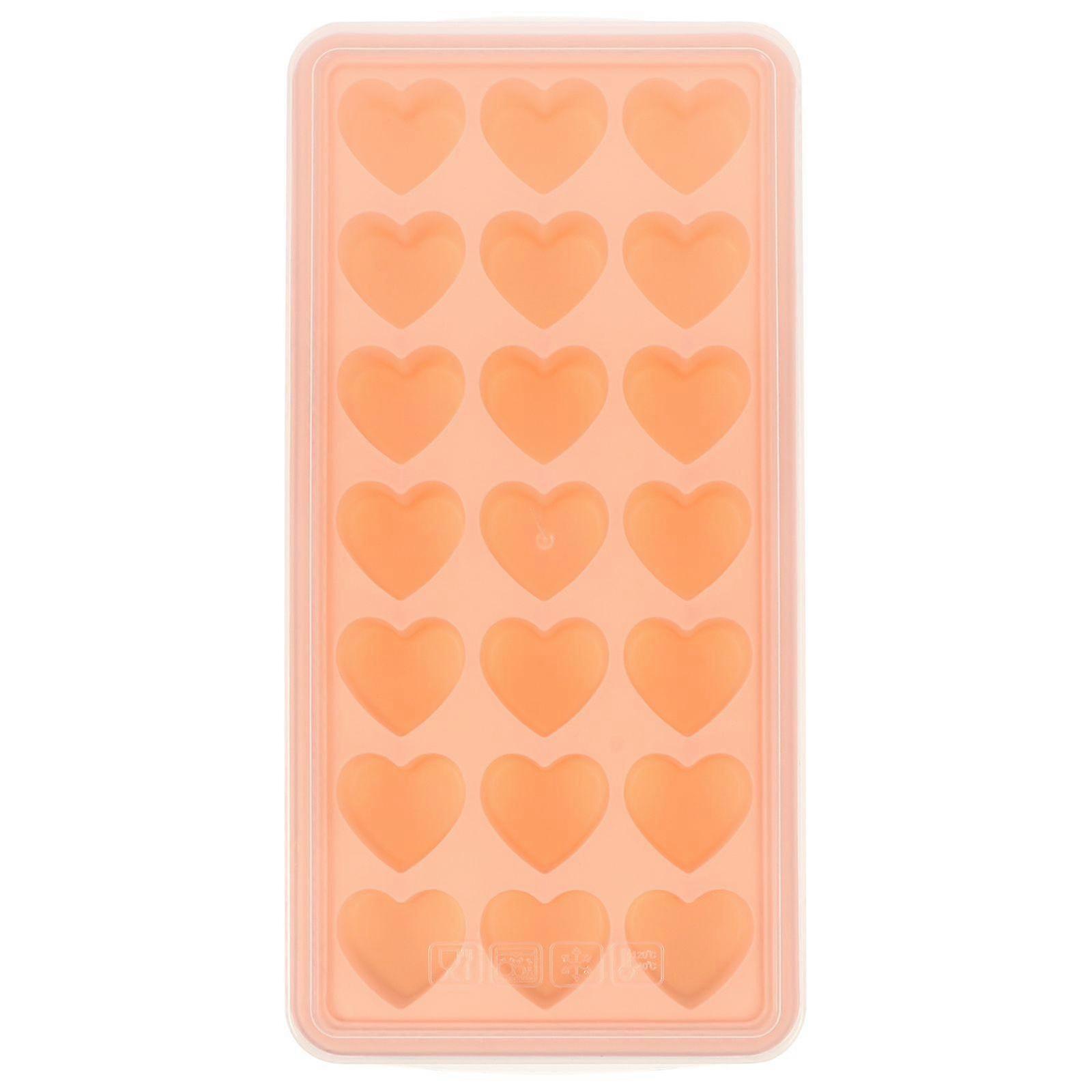 Heart Shaped Silicone Ice Cube Tray Stackable Easy Release Mold 27x13cm Pink