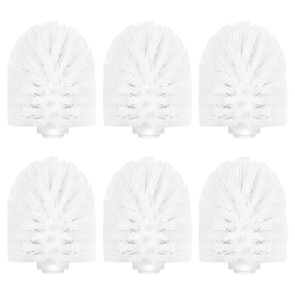 6pcs Replacement Toilet Brush Heads, Plastic Cleaning Accessories for Home Bathroom, Space Saving Design, White