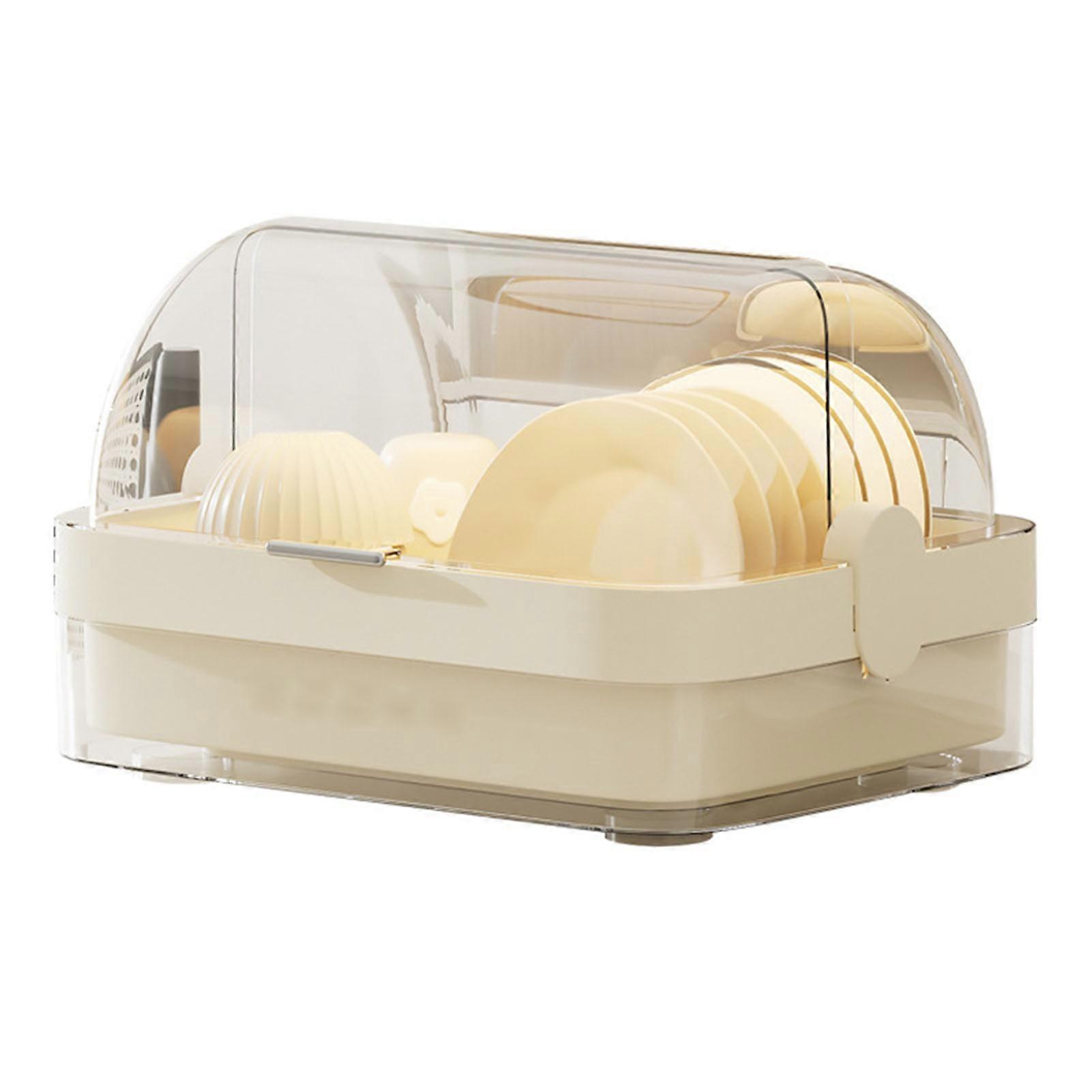 Dish Drying Rack Multifunctional Dish Rack for Kitchen Counter with Drainage Function Large Capacity Dish Drainer with Lid 38.5x29.5x25cm 