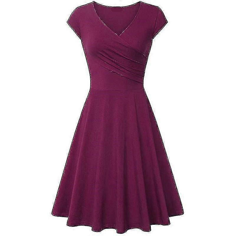 Kortärmad wrap klänning för kvinnor