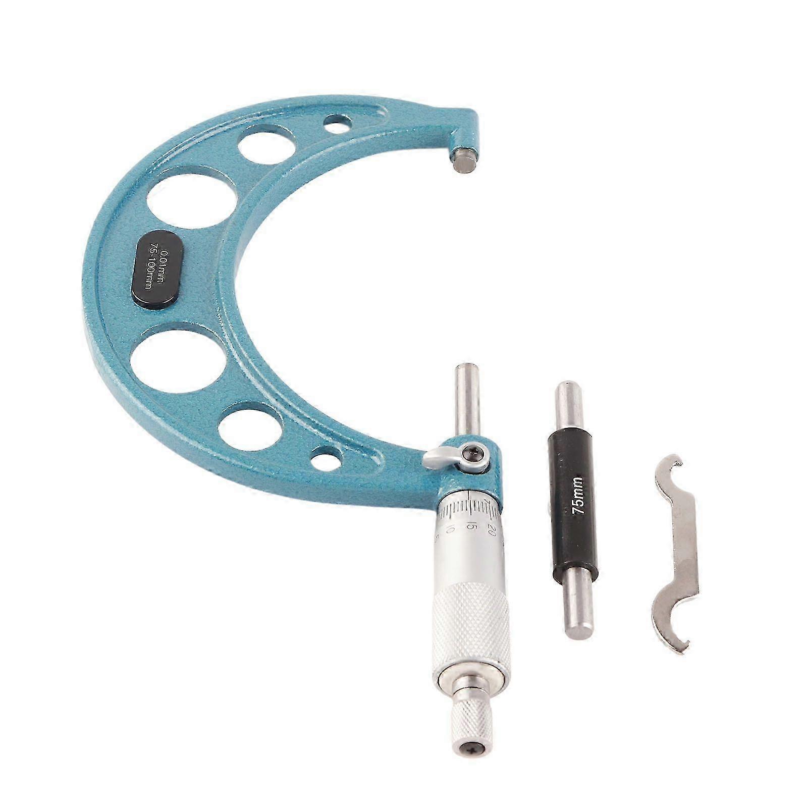 Precision Thickness Measuring Tool in Stainless Steel with Wrench, High Accuracy Outside Micrometer for Measurements from 75mm to 100mm, 0.0