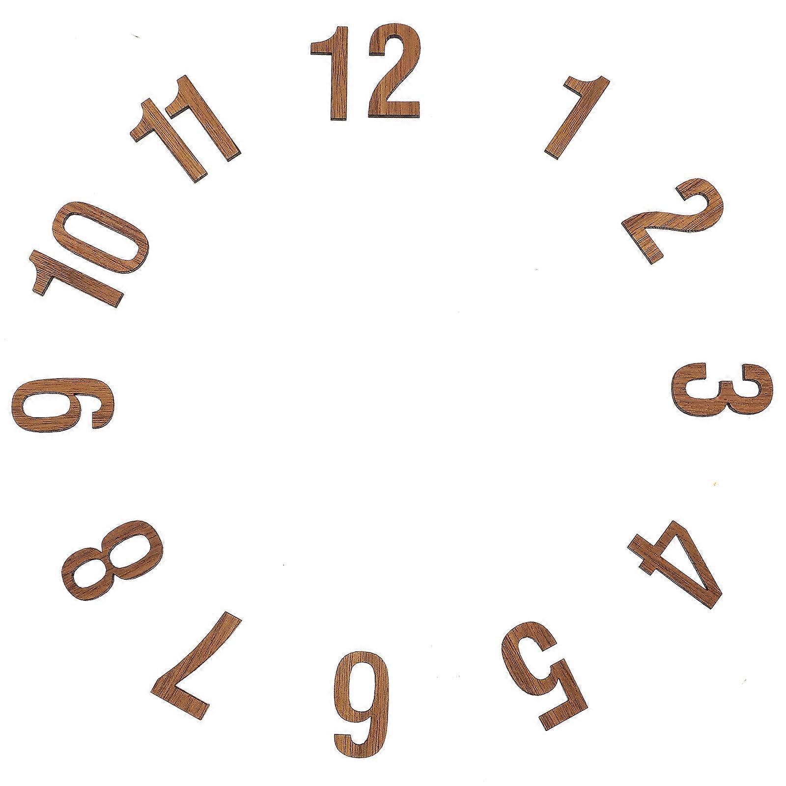 Replacement Clock Numbers Clock Diy Numerals Light Brown Wood Modern Design For Wall Clock 12Pcs
