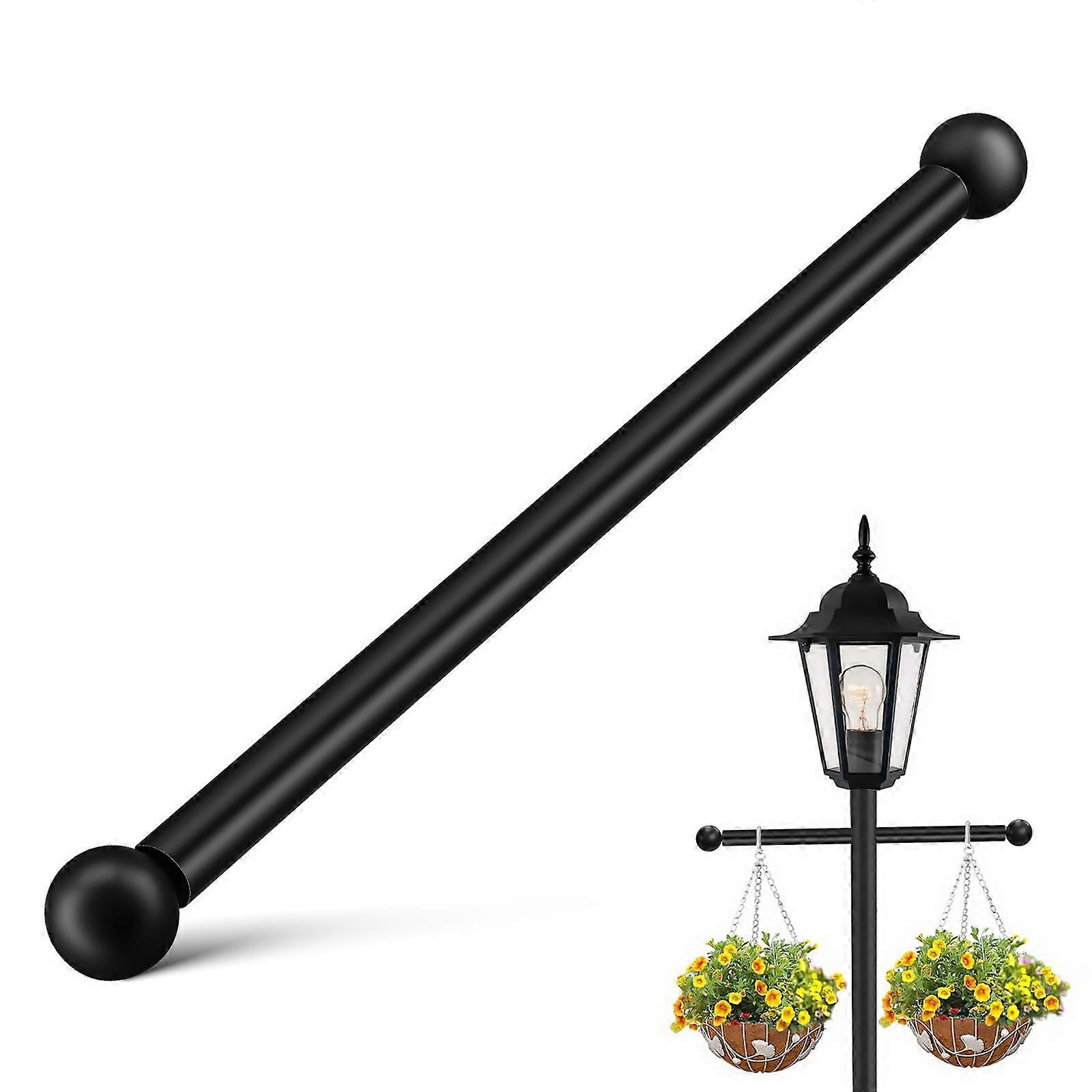 Lamp Post Decoration Flag Pole Holder For Lamp Post Modern Profile Black 41.00X3.50X3.50CM Outdoor Lamp Post Replacement Part 1Set