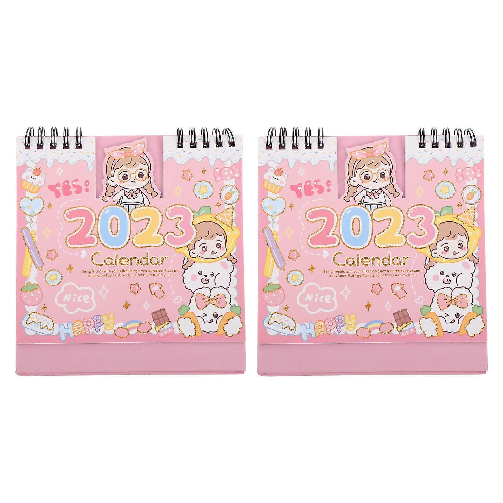 Small Desktop Calendar Desk Calendar Home Use Multi 16X15.2X7.5CM Organizing 2Pcs