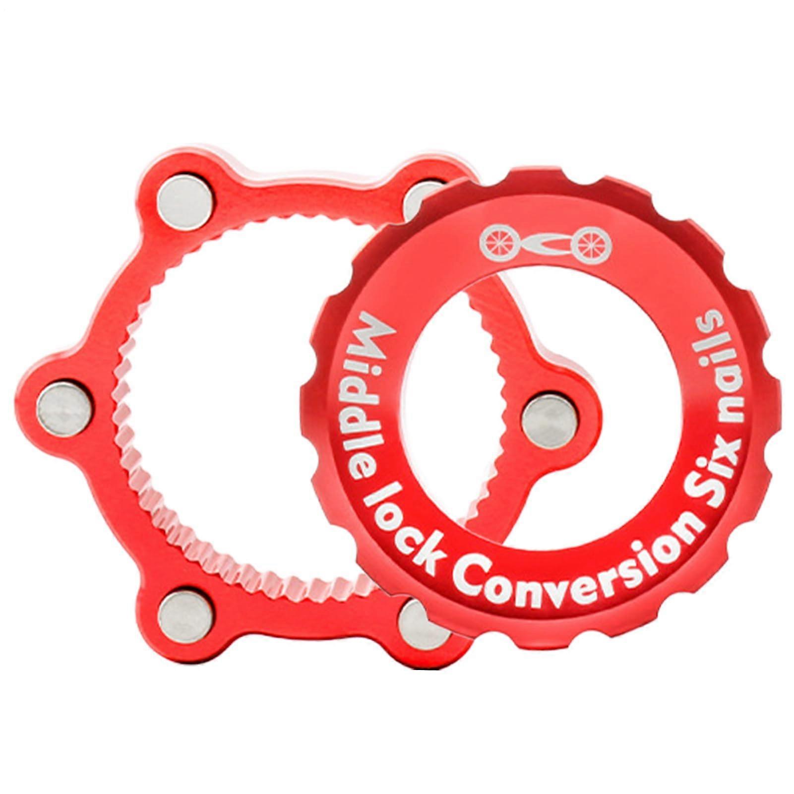Centerlock Adapter for Disc Brakes - 6-Hole Disc Brake Adapter for Bicycles and ATVs, Red, Compatible with Centre Lock System