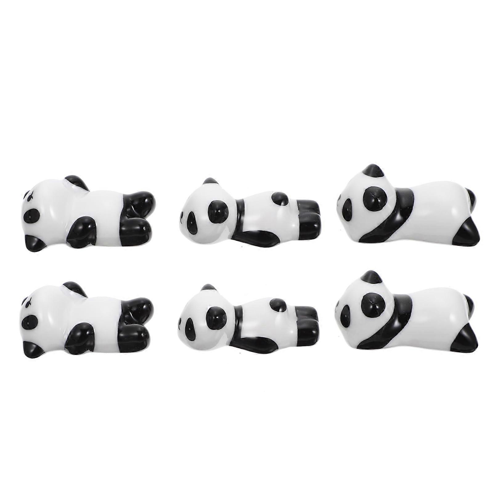 Panda Ceramic Chopstick Holder Decorative Chopstick Stand for Desk for Restaurants Hotels and Home Pack of 6