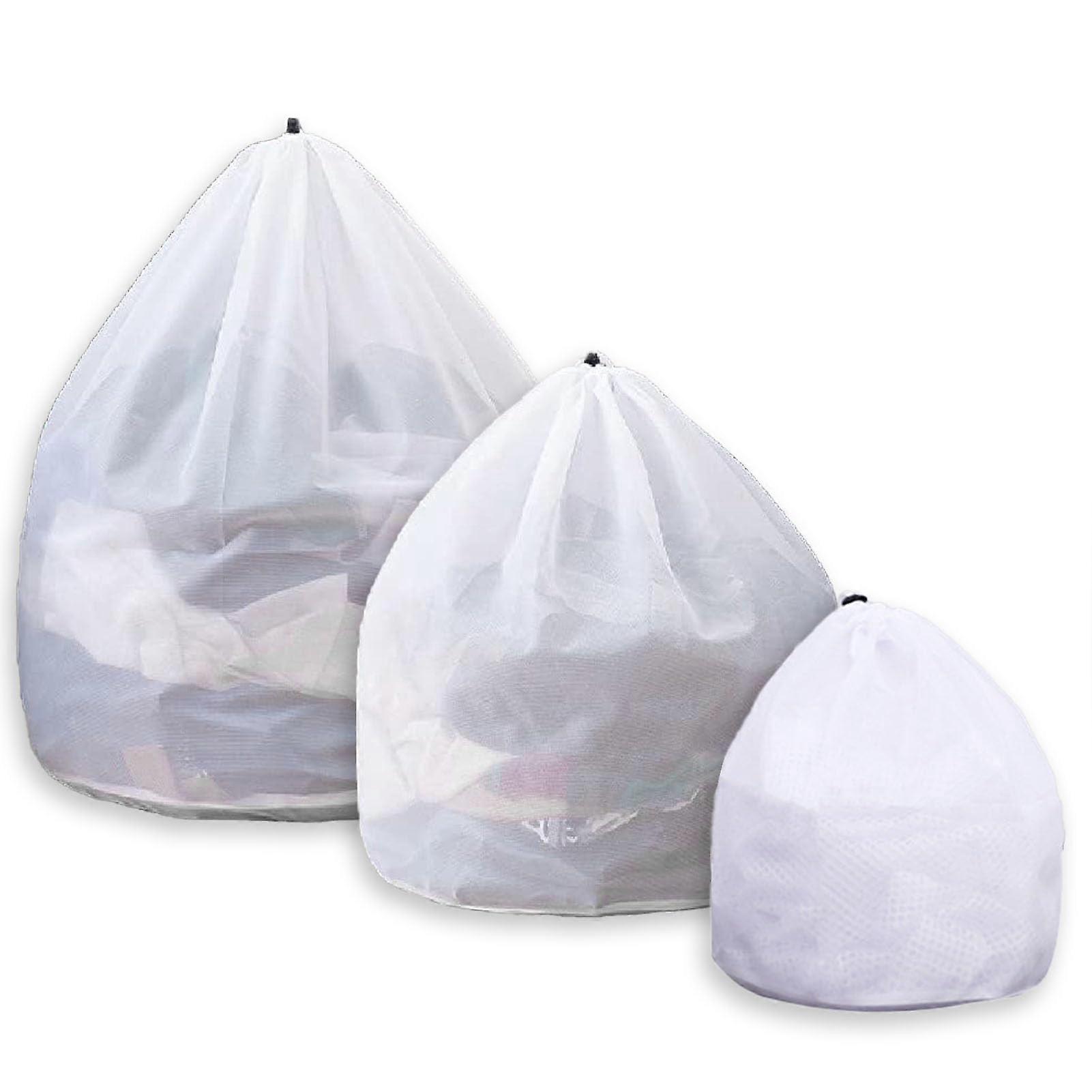 Laundry Bags for Washing Machine Pack of 3, Large Fine Mesh Laundry Net with Cord Stopper for Short Sleeves, Trousers, Jacket 30 x 40