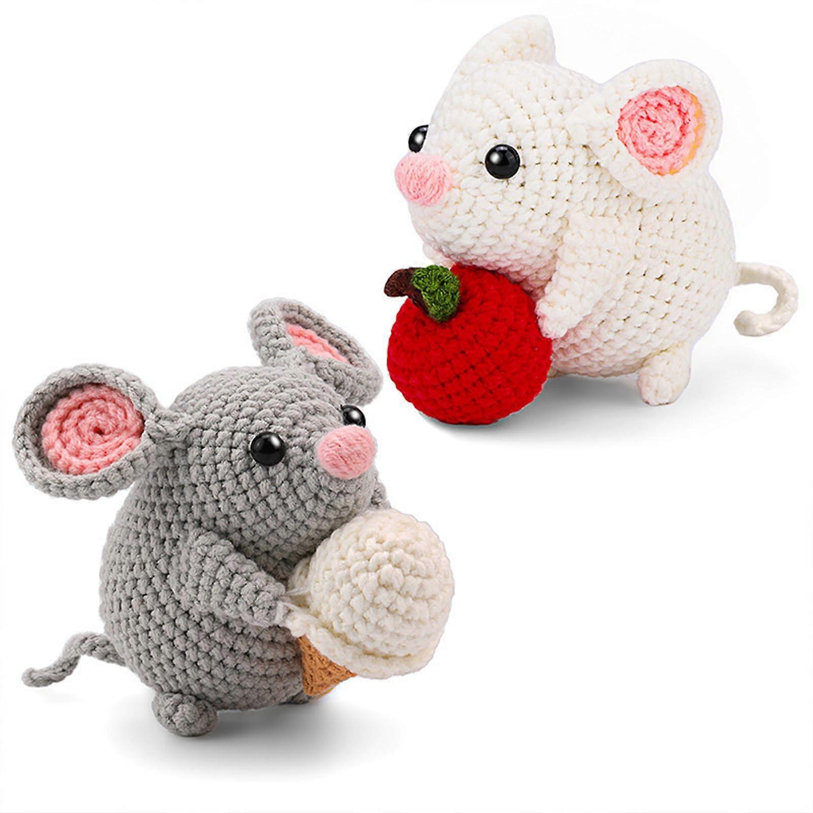 Animal Crochet Starter Kits Mouse Crochet Yarn Set Beginner Crochet Kits Learn To Crochet From Video