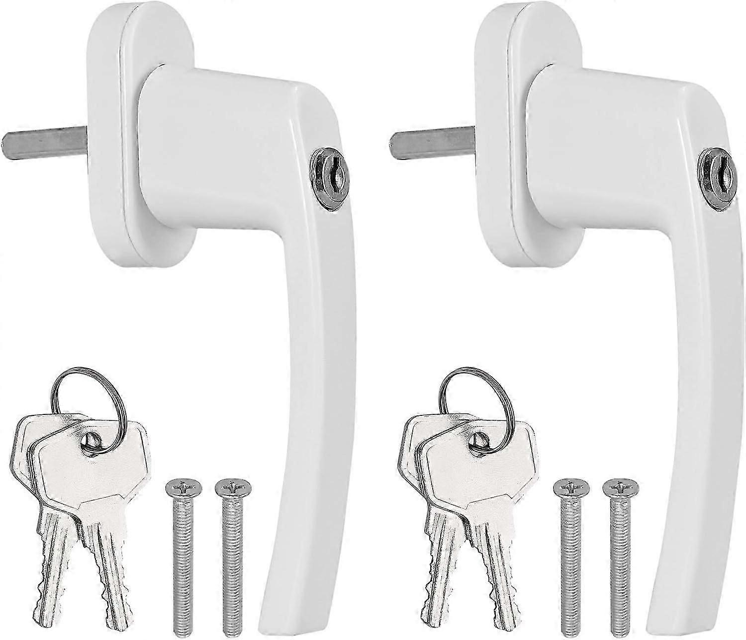 2PCS White Aluminum Keyed Lockable Window Handles Balcony Windows Door Handle with 4PCS Screws and 4PCS Keys Suitable for All Common Windows and Balco