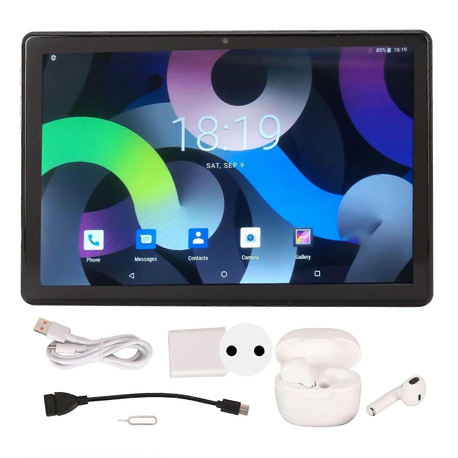 10.1 Inch Tablet 12GB RAM 256GB ROM Octa Core CPU 4G LTE Mobile Call Dual Cameras Tablet PC for Android 13.0 100‑240V EU Plug Blue