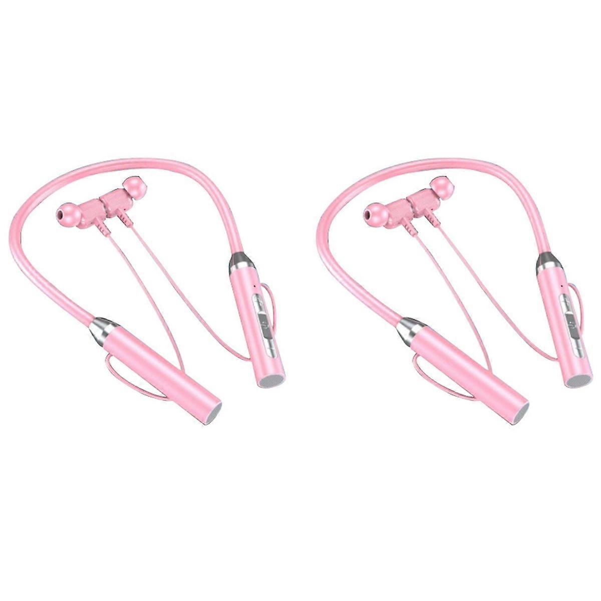 Wireless Bluetooth Headset Neck Type Stereo Noise Reduction,Pink