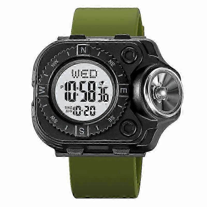 Square Dial Electronic Watch with Silicone Strap and LED Flashlight for Certain Brand