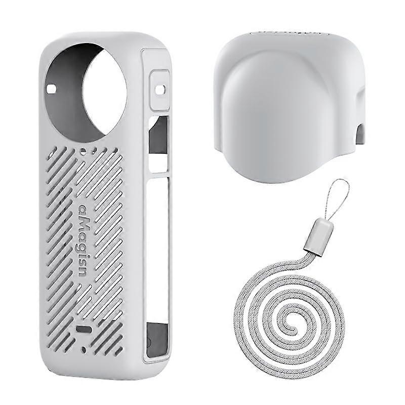 Silicone Case Cover For Insta360 X4 Lens Cap And Neck Cord Accessory Kit Blue