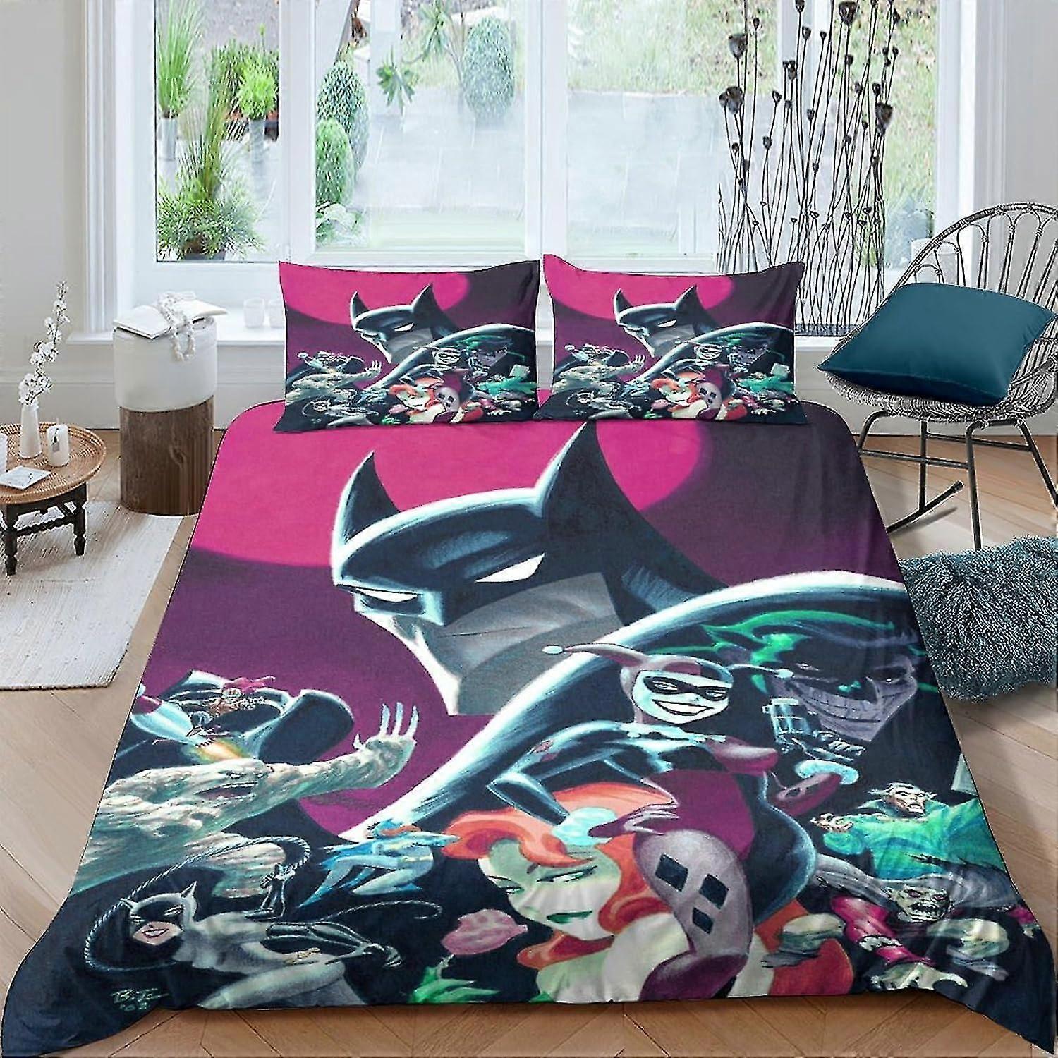 Bedding Set 3D Printed Superhero Duvet Cover Sets 3 Pcs, Hidden Zipper, with Pillowcase Quilt Cover Double
