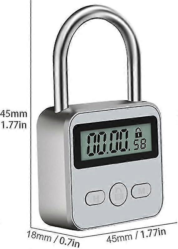 Metal Timer Lock,usb Rechargeable Timer Padlock With Lcd Display, Micro Electronic Timer Lock SXSilver SZRH