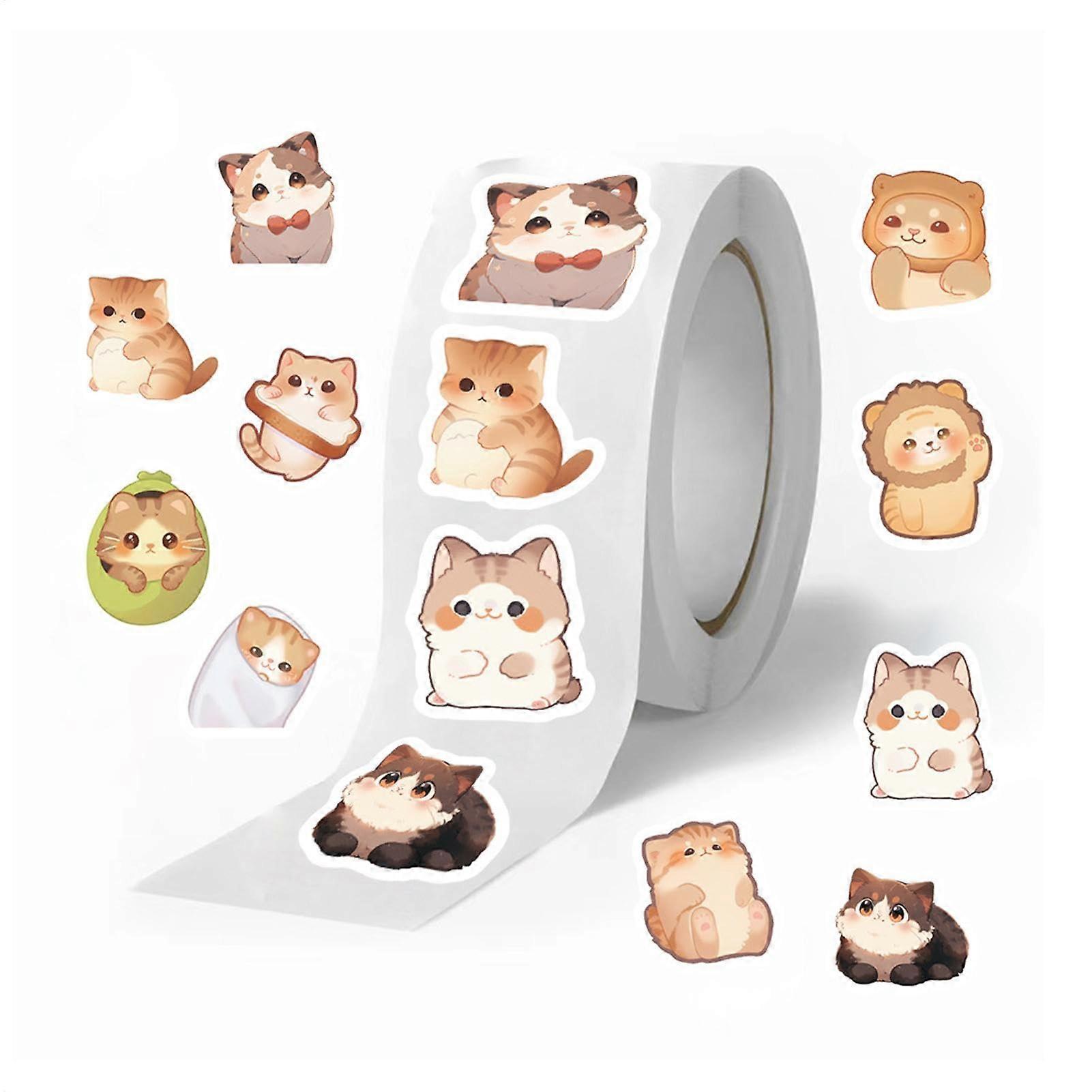 Cat Sticker Rolls, 5 Different Cat Doodle Patterns, for Notebook Decoration