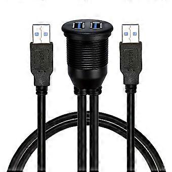 1m Flush Mount Dual USB Dock Adapter Dashboard Panel USB 3.0 Port Extension Cable