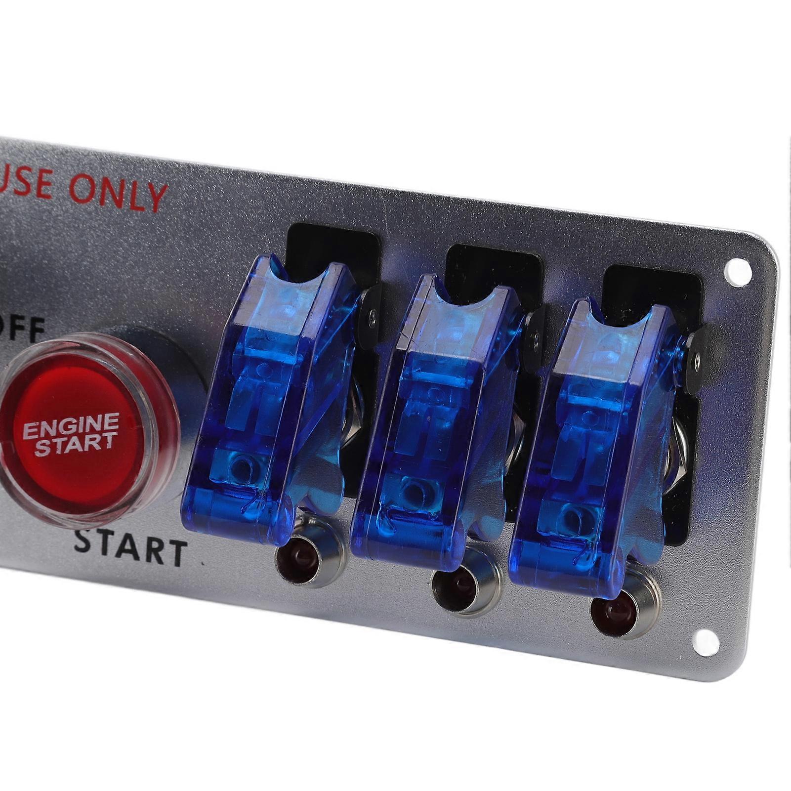 5in1 12V LED Toggle Ignition Switch Panel with Engine Start Push Button for Racing Car RV Truck Red