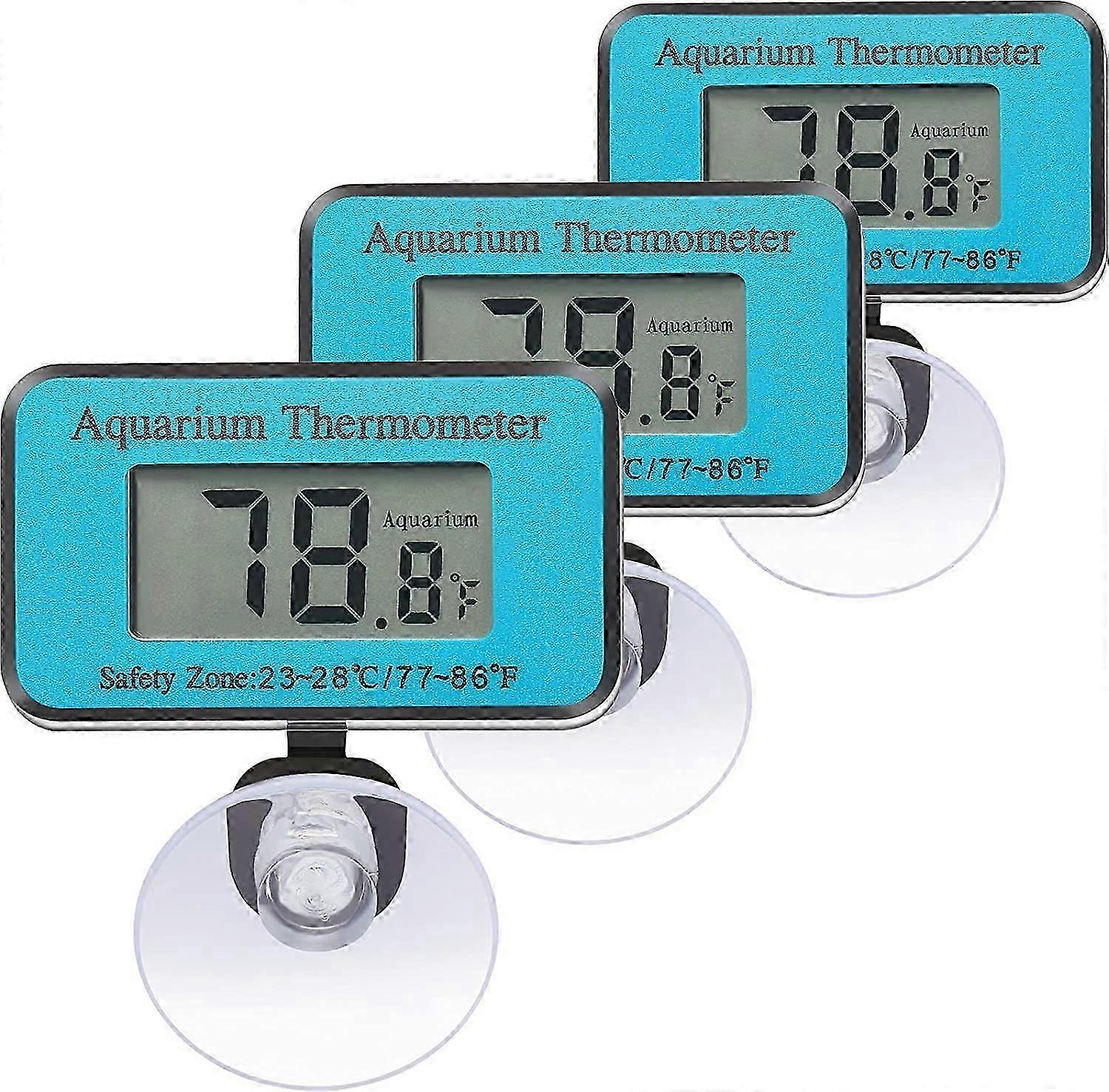 吸盤付き3個の青い水族館温度計、防水LCDデジタル温度計の魚