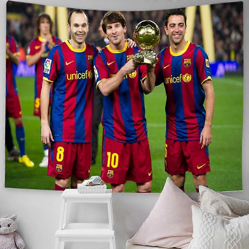 Toile de fond Barcelone Messi - Drapeau de décoration de la Coupe du monde (150x100cm, Style1)