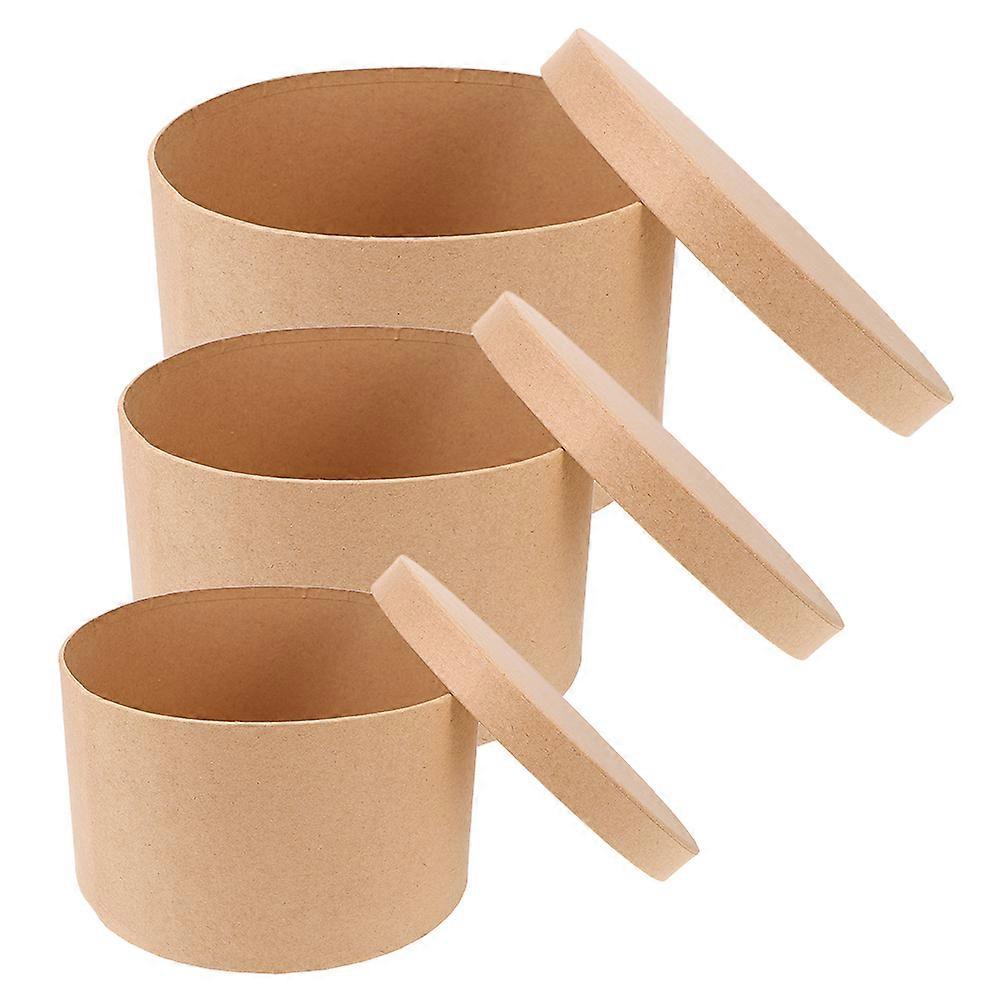Kraft Cupcake Boxes Round Paper Box Storage present Packaging For Crafting Enthusiasts 3Pack