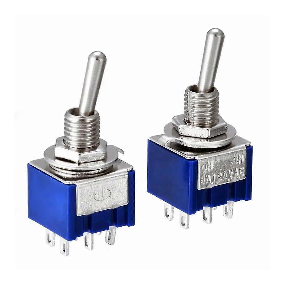 10PC Miniature Toggle Switch Double Pole Double Throw DPDT (MTS203) ONOffON 120VAC 6A 1/4 Inch Mounting MTS203 (One Size) Standard Size MTS203