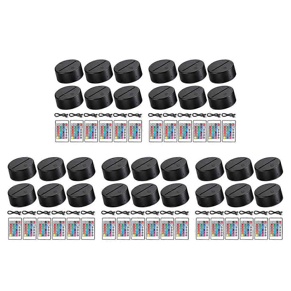 6 Pieces 3D LED Light Base, for Acrylic and Resin Glass (Black)