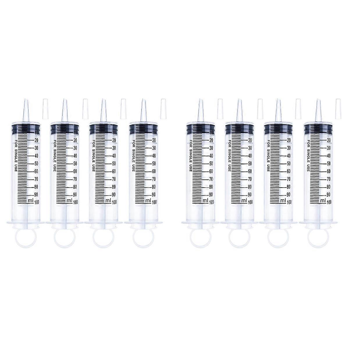 4 Pcs 100Ml Large Syringe with Cap, Individually Sterile Sealed