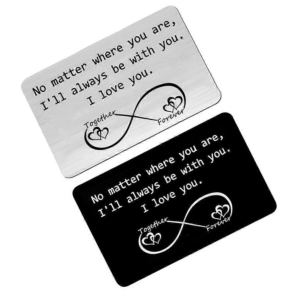 Valentine's Day Engraved Message Stainless Steel Wallet Inserts Decorative Effect 8.5x5.5cm 2Pcs