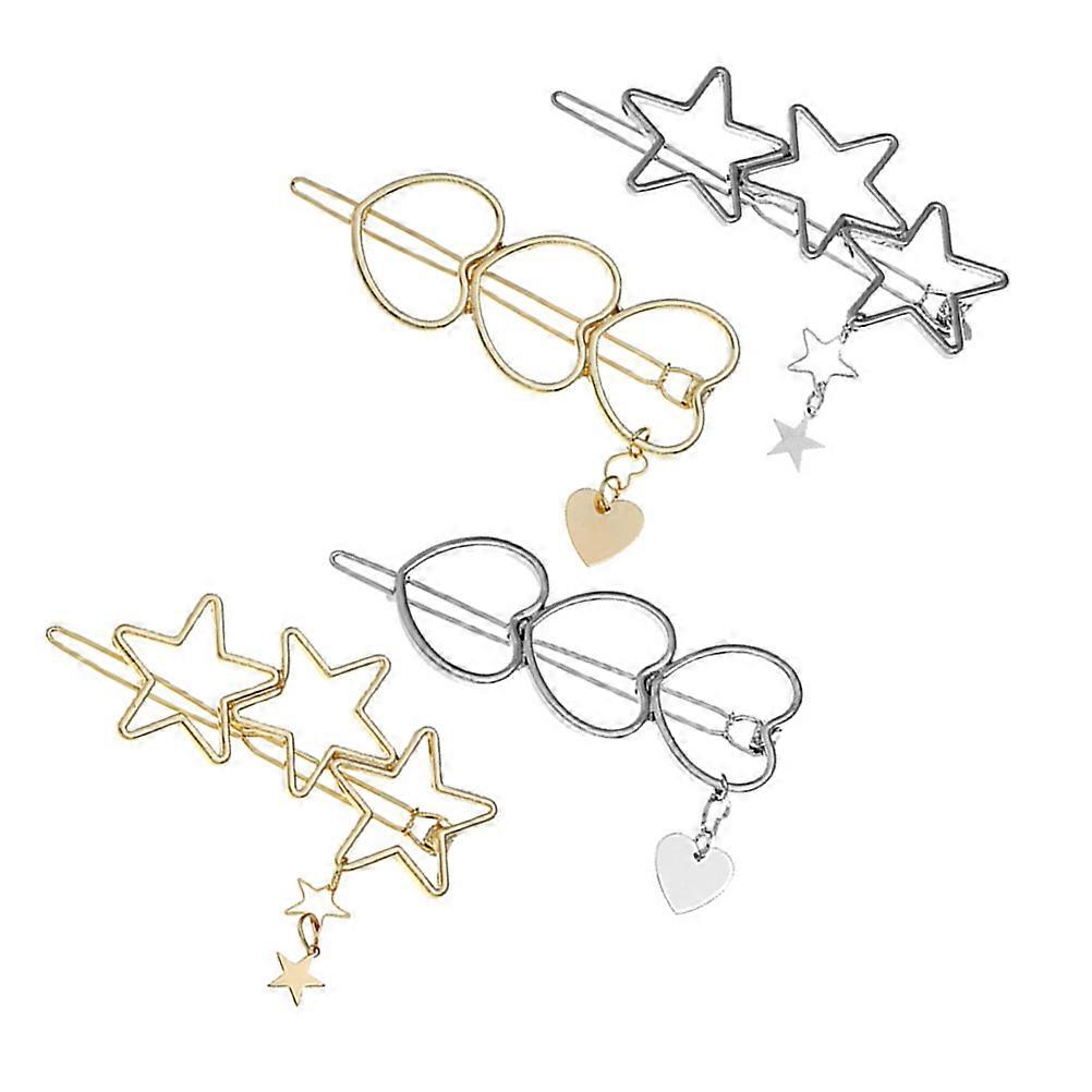 Heart Shape Alloy Hair Accessories Female Friends × 3 × 0.5cm