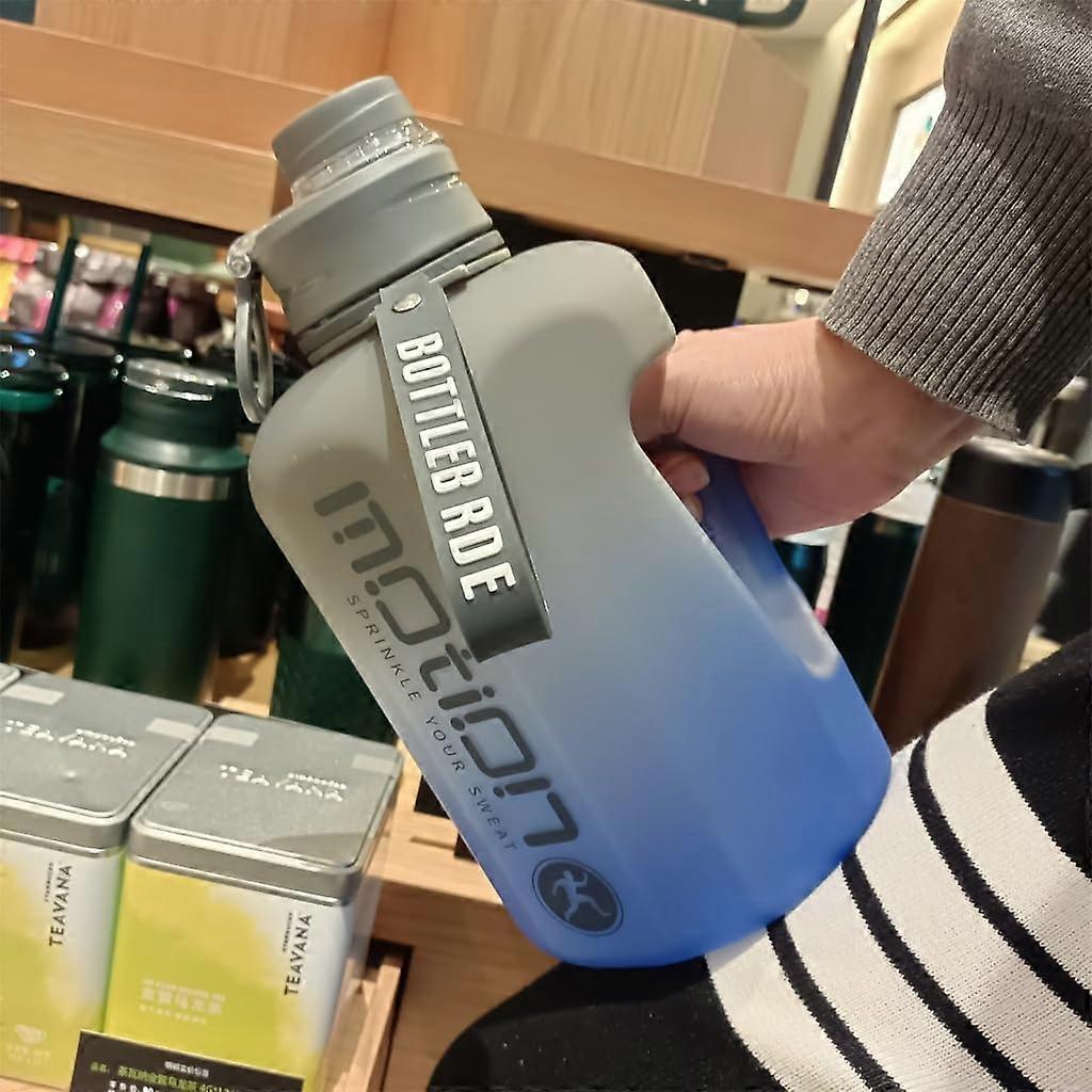 Straw water bottle, large capacity, fitness, with scale, portable, for outdoor use