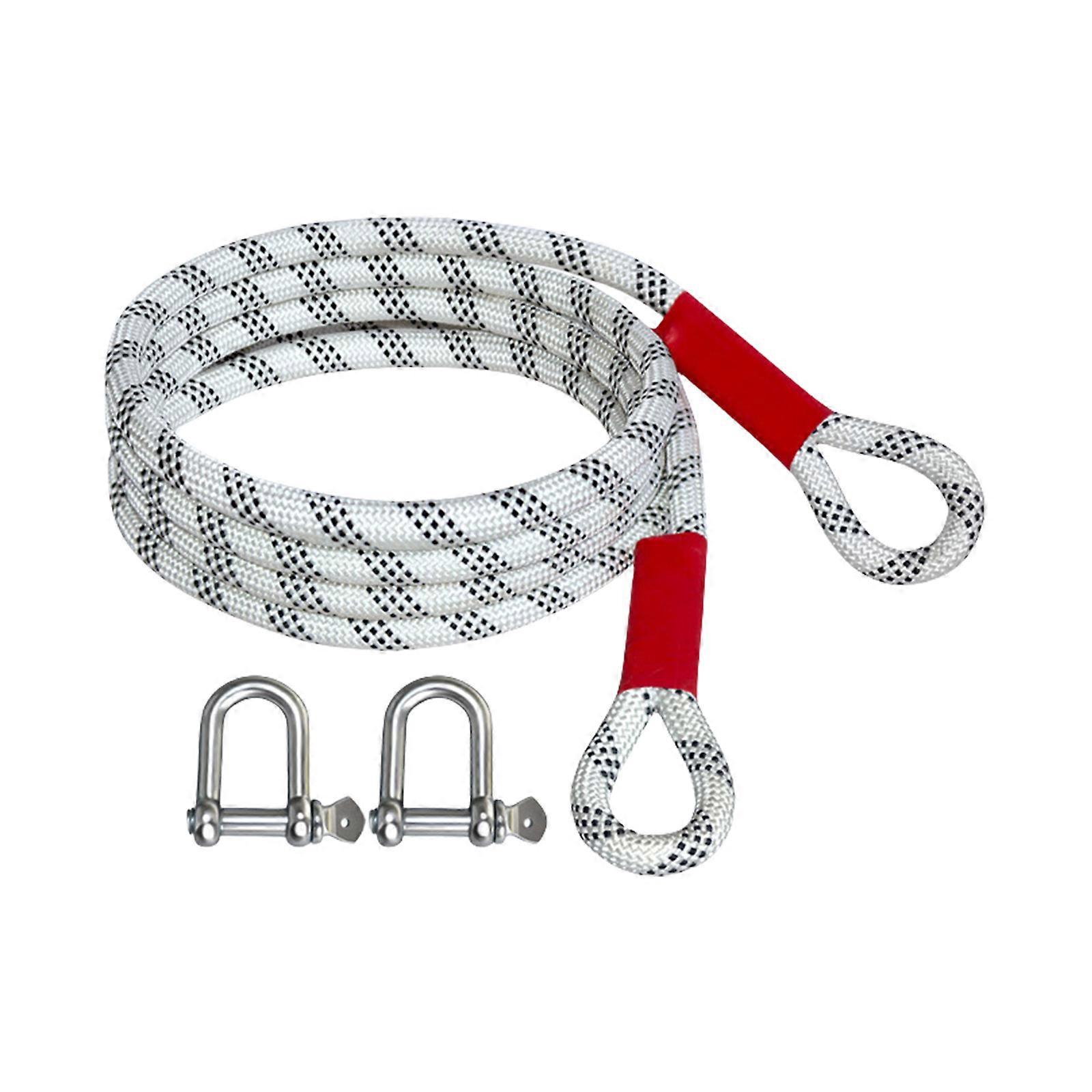 Heavy Duty Nylon Tow Strap with Reinforced Metal Hooks & Reflective Safety Strips Towing Rope set for Vehicle Recovery Multicolor