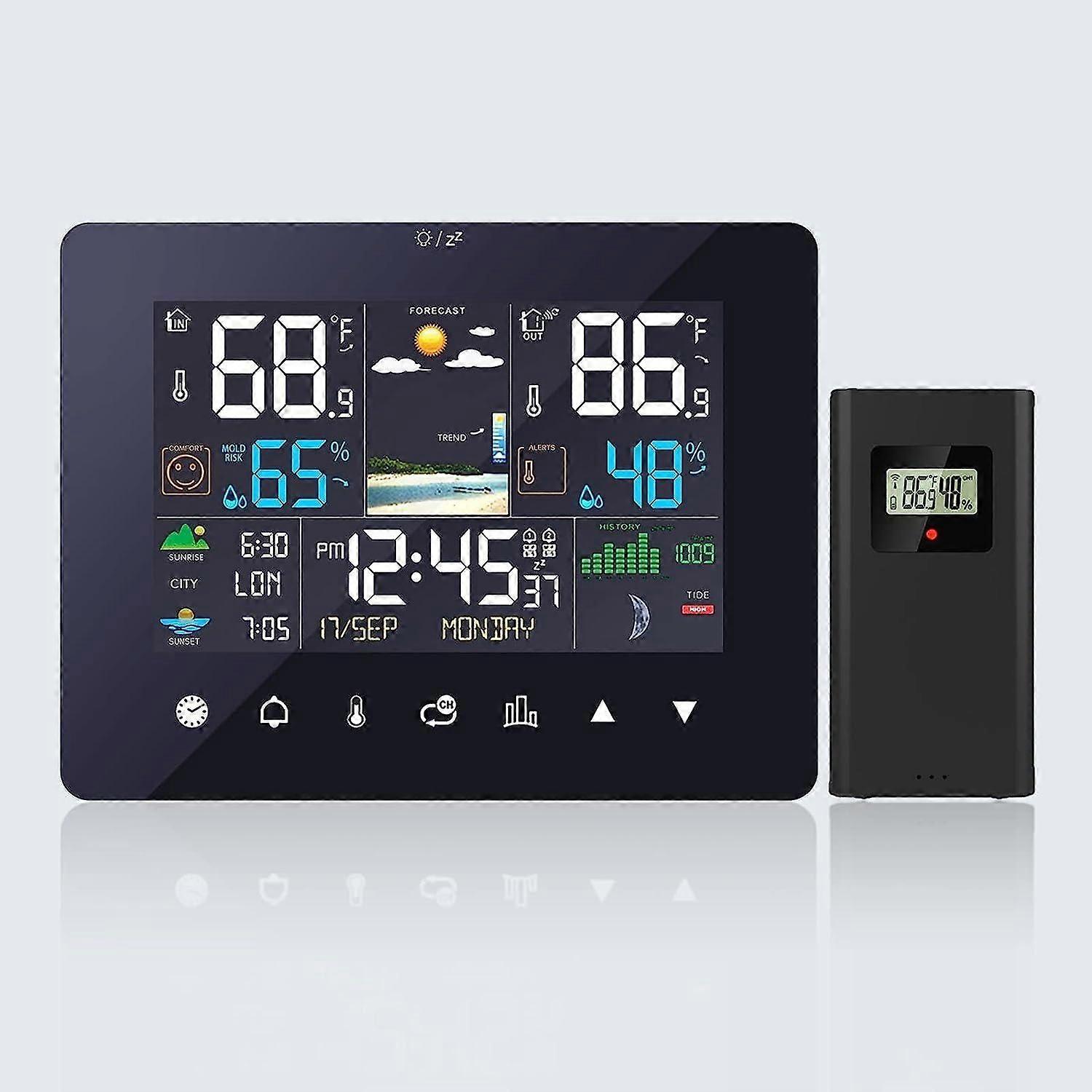 Weather Station Wireless Digital Color Displayed for Temperature Humidity Mold Risk Alarm